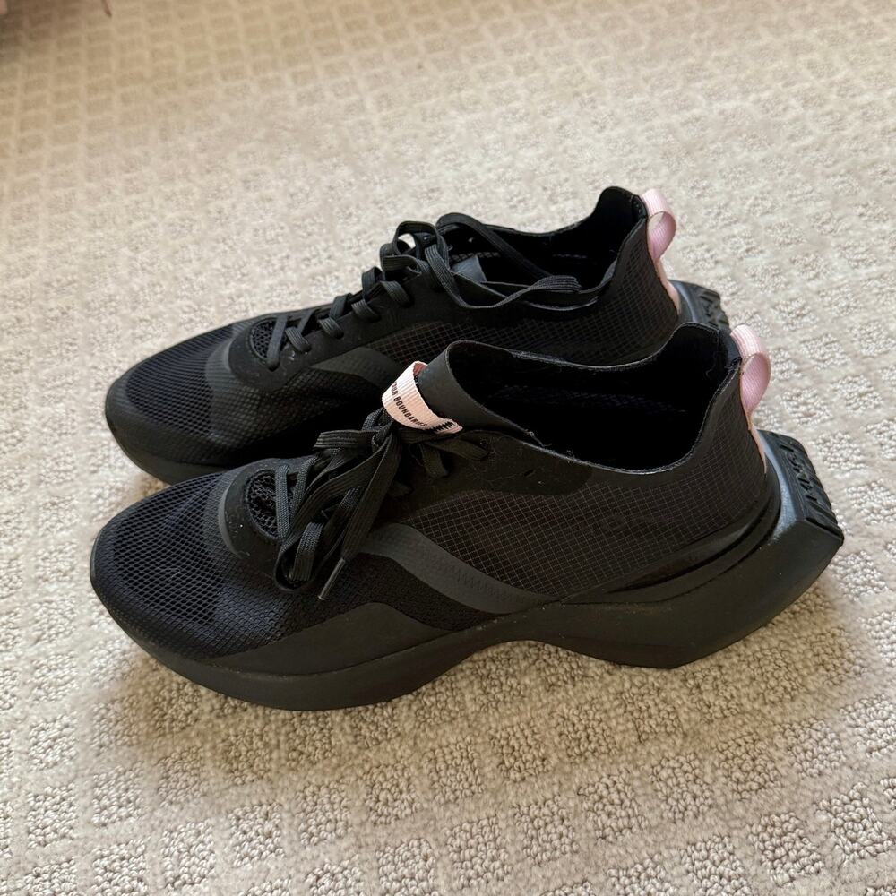 MANGO Black Mesh Sneakers with Pink Detail